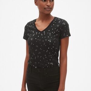 2 for $15 sale; Gap black t-shirt with gold metallic heart print - S